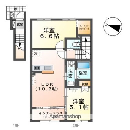 ベルスーズ[2LDK/56.89m2]の間取図