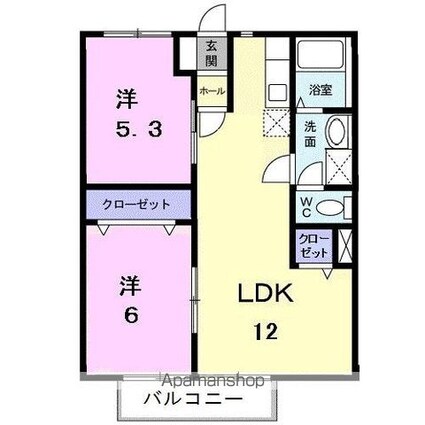 香川県高松市出作町[2LDK/52.17m2]の間取図