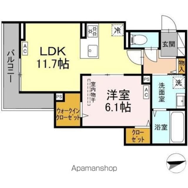 セレスティア祖師谷[1LDK/45.92m2]の間取図
