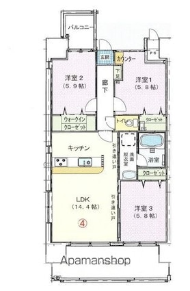 永田祝谷ビル[3LDK/70.6m2]の間取図
