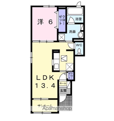 イーストシュラインⅡ[1LDK/50.06m2]の間取図
