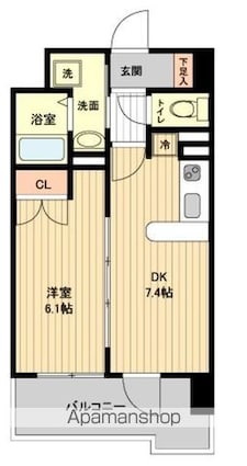 レジディア仙台原ノ町[1DK/33.4m2]の間取図