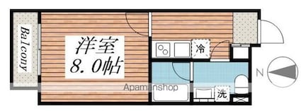 東京都渋谷区上原１丁目[1K/24.42m2]の間取図