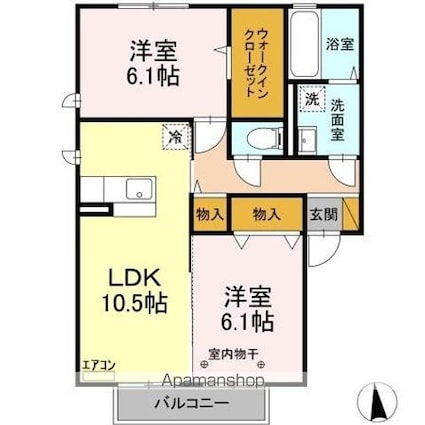 茨城県神栖市平泉[2LDK/57.93m2]の間取図