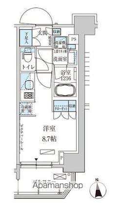 パークアクシス上野三丁目[1R/26.04m2]の間取図