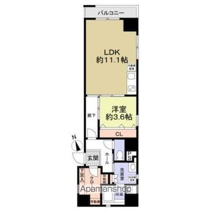 レジス飛鳥山公園[1LDK/45.76m2]の間取図