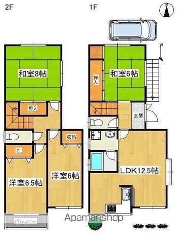 高槻市 2階建 築35年の間取り写真