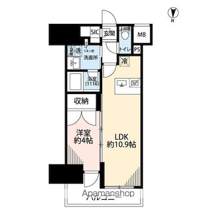 プレール・ドゥーク亀戸Ⅵ[1LDK/36.37m2]の間取図