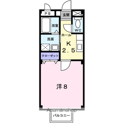 ヴィル　クラージュ[1K/27.4m2]の間取図