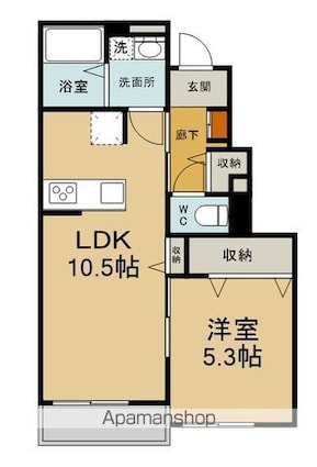 ｖｉｌｌａ　ＫＡＫＩＨＩ　宮ノ上Ｂ[1LDK/39.33m2]の間取図