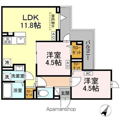 セレスティア扇ＩＩＩ[2LDK/47.13m2]の間取図