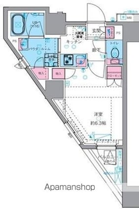 東京都新宿区大京町[1K/25.77m2]の間取図