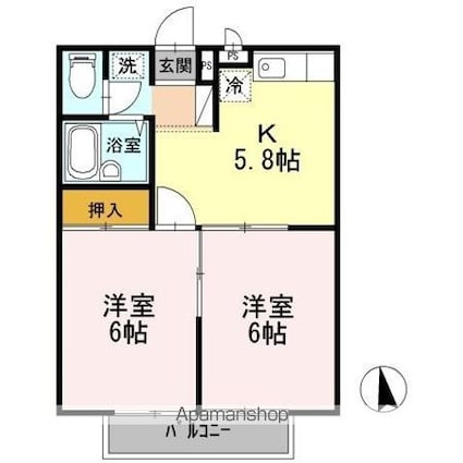 エステートピア２１[2K/37.26m2]の間取図