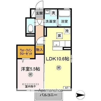 サウザンド・チカラ[1LDK/40.28m2]の間取図