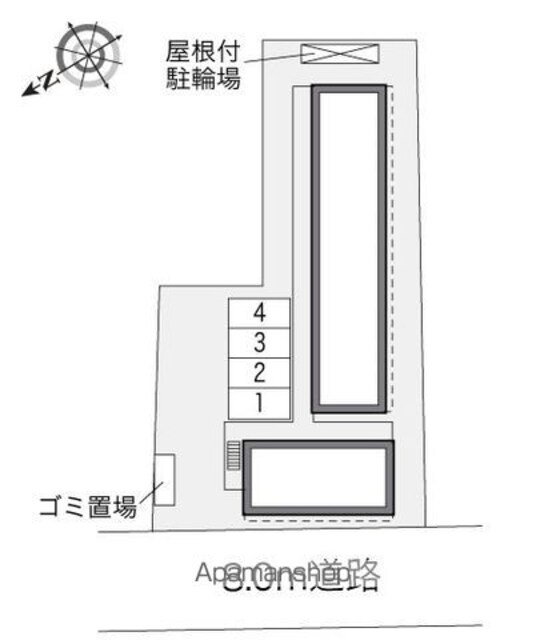 レオパレスアクシスⅡ[1K/19.87m2]の配置図