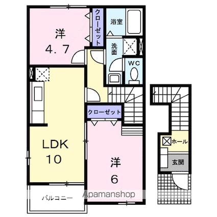 リバーコート　Ｄ[2LDK/50.14m2]の間取図