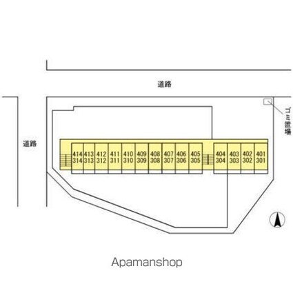 ベルハウス[1R/17.41m2]の配置図