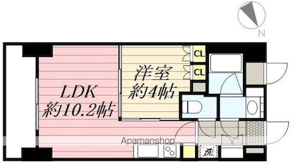 東京都立川市曙町１丁目[1SLDK/34.47m2]の間取図