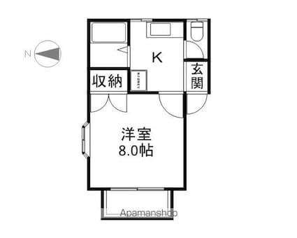 長野県長野市中越１丁目[1K/23m2]の間取図