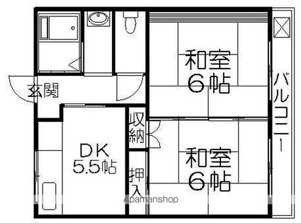 湖琴マンション[2DK/40m2]の間取図