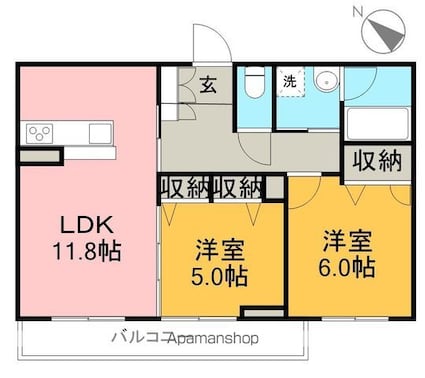 ベレオ　シャトノワール[2LDK/56.27m2]の間取図