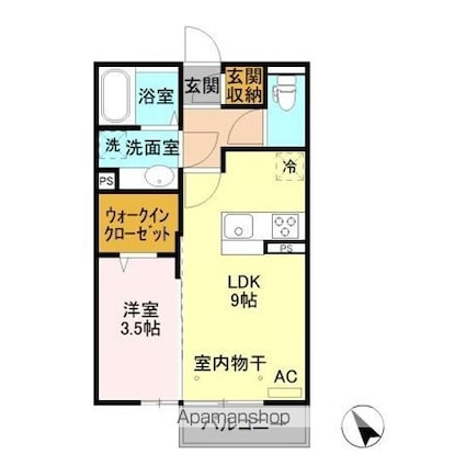 アイオーラＴ．ＳⅡ[1LDK/33.61m2]の間取図