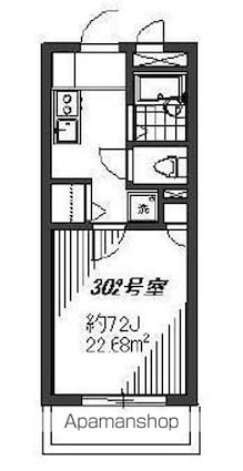 東京都台東区東上野１丁目[1K/22.68m2]の間取図