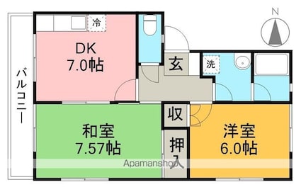 ＢＳハイツ[2DK/46.35m2]の間取図