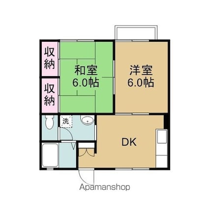 メゾンラフィーネモコ[2DK/39.5m2]の間取図