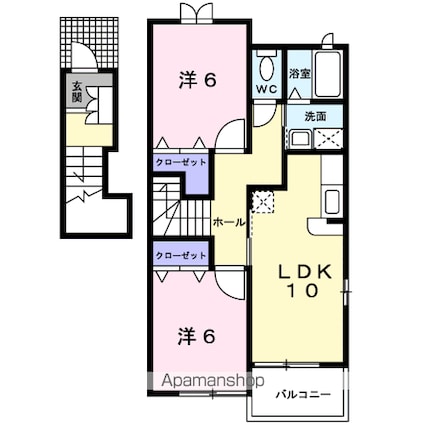 リバーサイド・ビラＢ[2LDK/57.22m2]の間取図