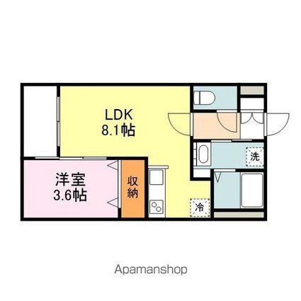 月光福山東壱番館[1LDK/29.4m2]の間取図