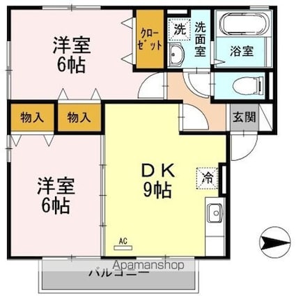 リベルタ　スクエア　Ａ棟[2DK/52.13m2]の間取図