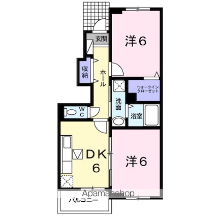 千葉県八街市東吉田[2DK/45.02m2]の間取図