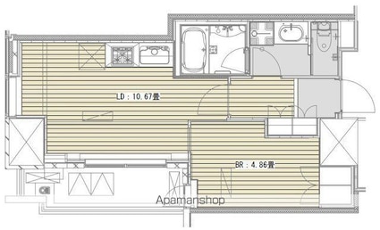 Ｗｈｉｔｅ　Ｔｏｗｅｒ　Ｈａｍａｍａｔｓｕｃｈｏ[1LDK/39.32m2]の間取図