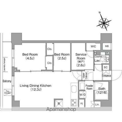 コンフォリア東葛西[2SLDK/50.53m2]の間取図