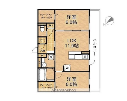 フォルトゥーナＭ[2LDK/60.03m2]の間取図