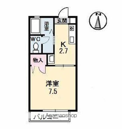 ディア　エスタ　Ｂ棟[1K/24.81m2]の間取図