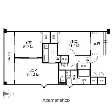 長野県長野市大字鶴賀七瀬南部[2LDK/59.72m2]の間取図