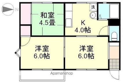 岡山県倉敷市福田町古新田[3K/43.74m2]の間取図