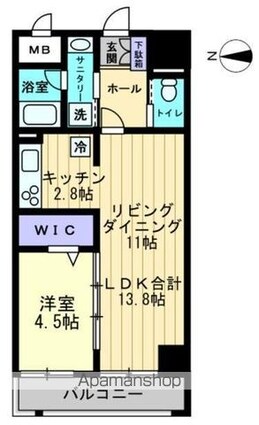 アルファレガロ中央町[1LDK/45.02m2]の間取図