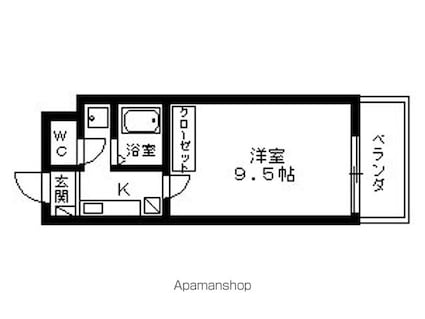 ＲａｃｏｏｎＤ１[1K/25.42m2]の間取図