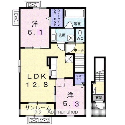 明和ハウス　沙来館[2LDK/61.8m2]の間取図