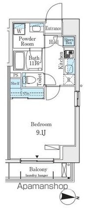 プライマル江東住吉[1K/30.1m2]の間取図