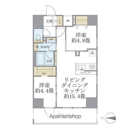 デュオフラッツ葛西[2LDK/56.85m2]の間取図