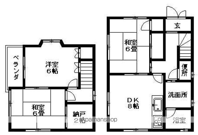 福山市 2階建 築31年の間取り写真