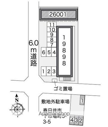 レオパレス有[1K/20.4m2]の配置図