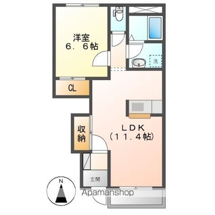 サンコーポ２号館[1LDK/44.52m2]の間取図