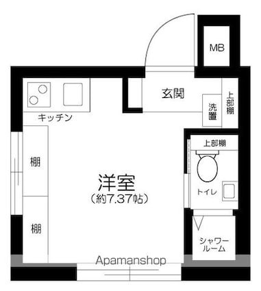 東京都新宿区早稲田鶴巻町[1R/14.6m2]の間取図