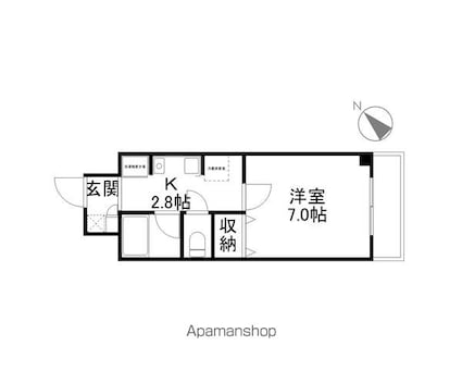 滋賀県大津市一里山５丁目[1K/22.4m2]の間取図