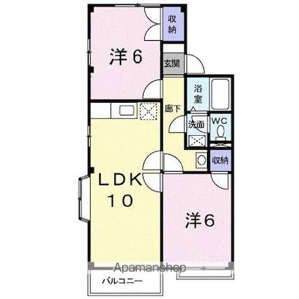 エム・エトアール　Ａ[2LDK/58m2]の間取図